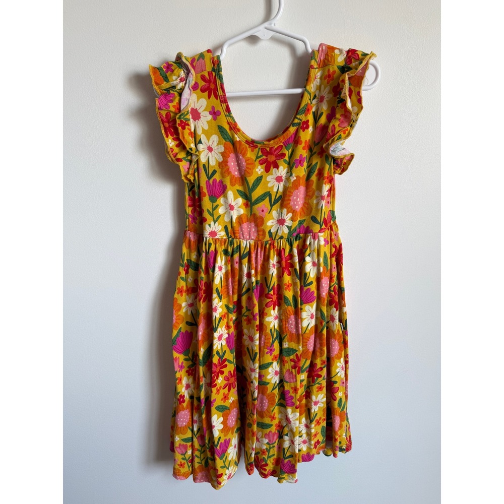 Little Sleepies Sunny Garden Bamboo Flutter Sleeve Dress Size 6
